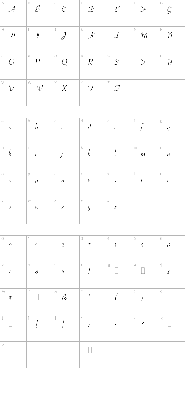 SavoyePlain character map