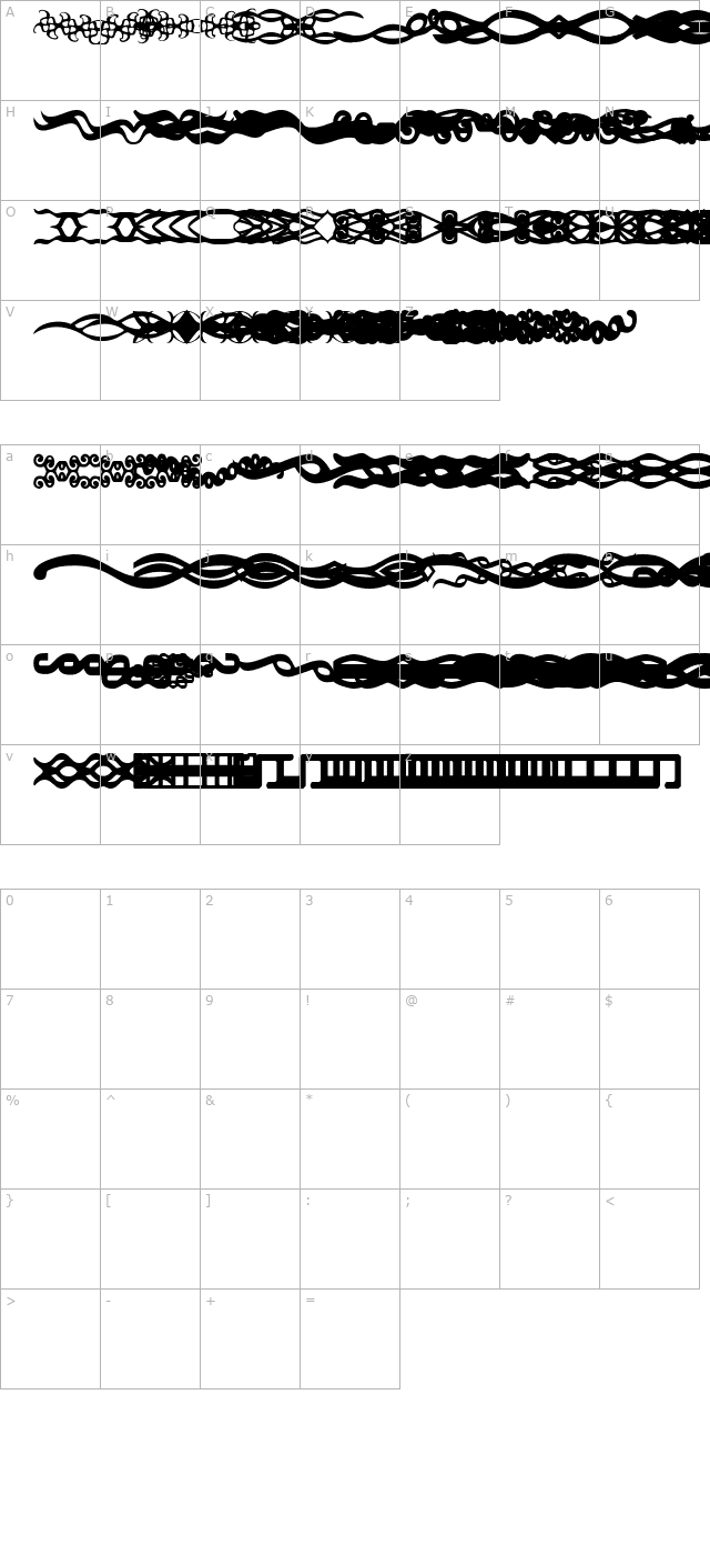 SC Dividers character map