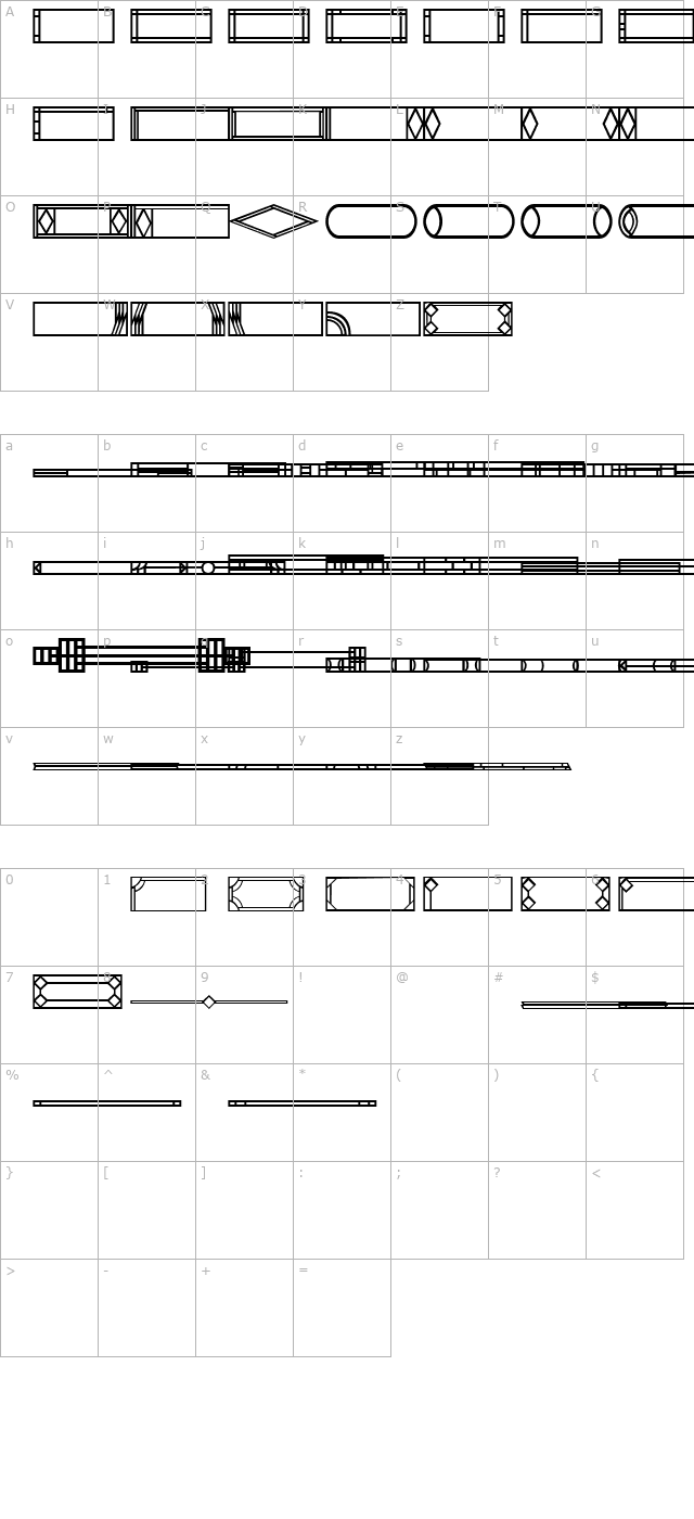 SC Glass Buttonsnbars character map