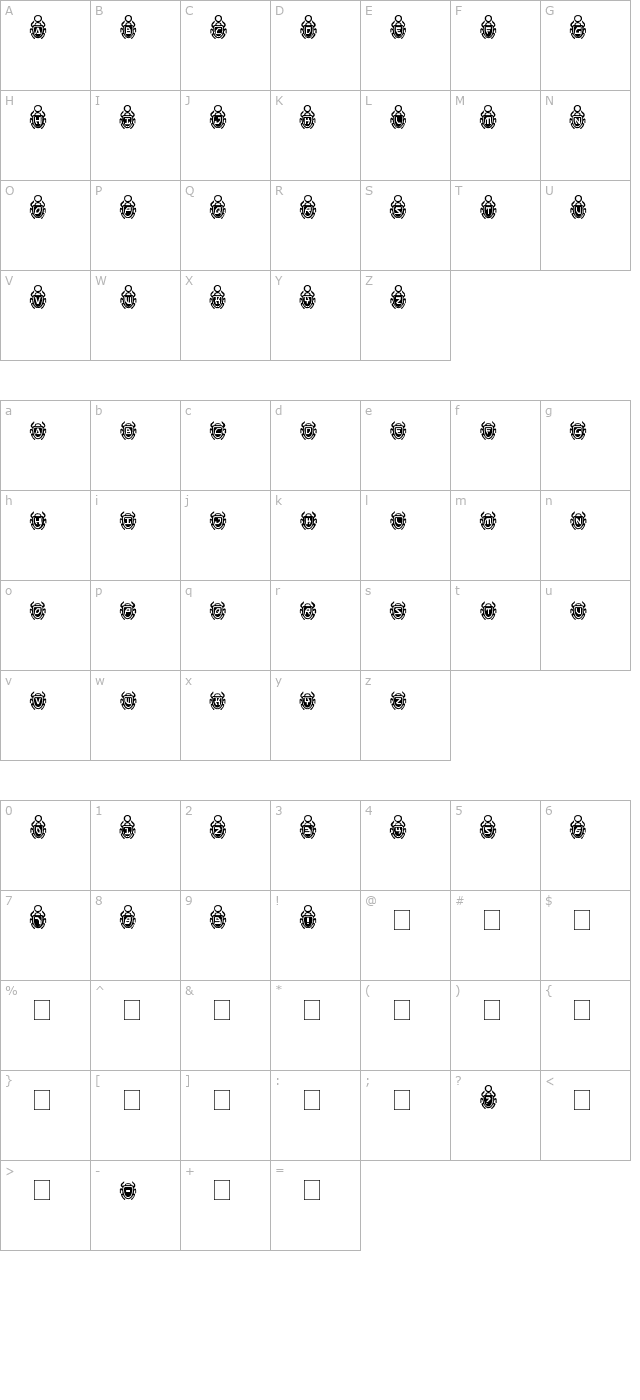 Scarab Border character map