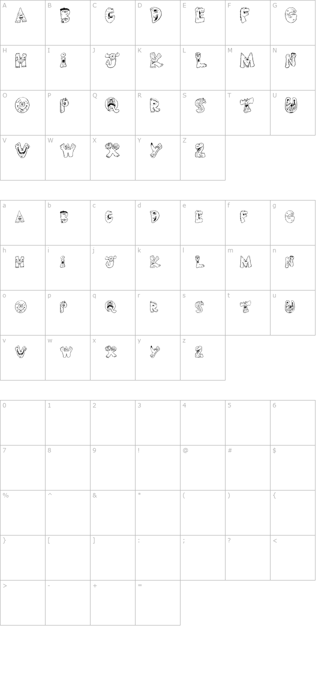 scary-monsters character map