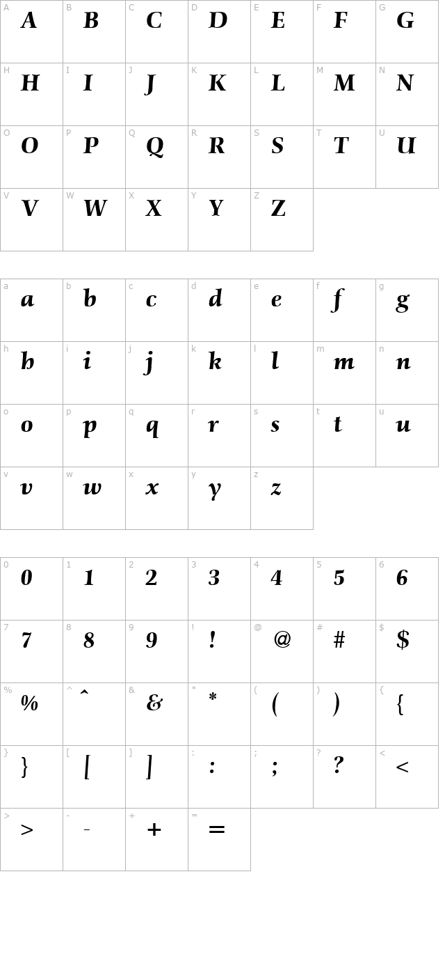 ScenicHeavy-RegularItalic character map