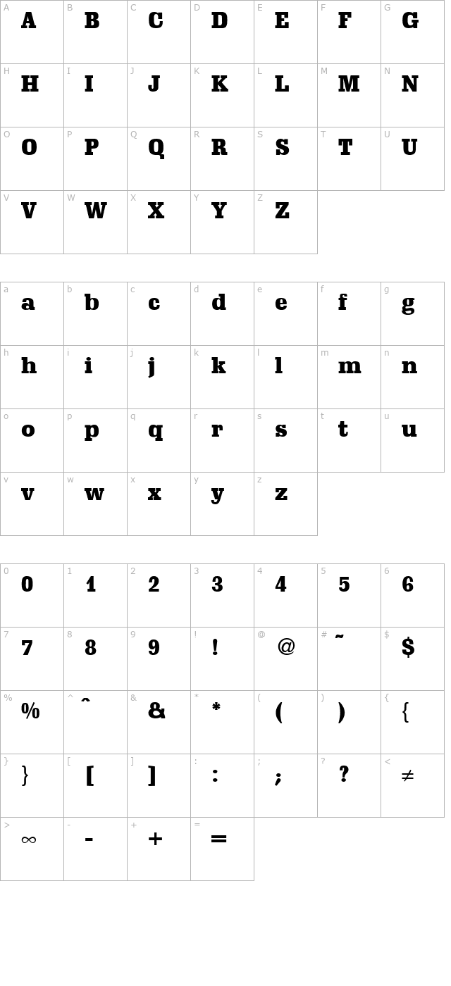 schadowheavy-regular character map