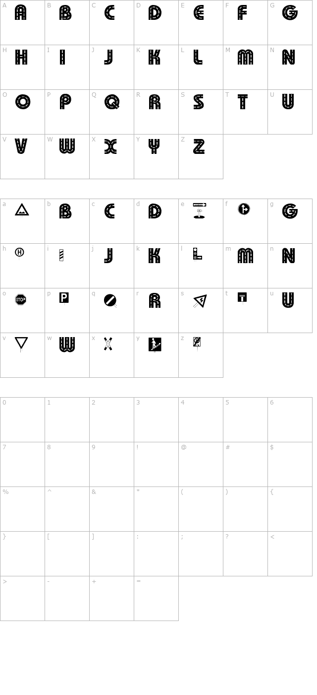 Schilderwald alt character map