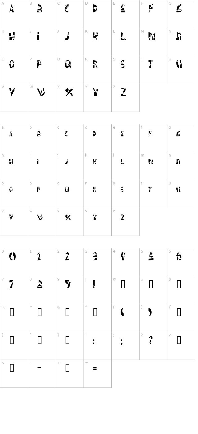 Schizm character map