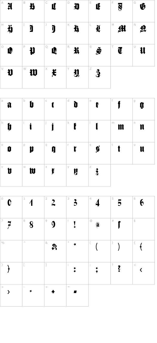 schmalegotischmk character map