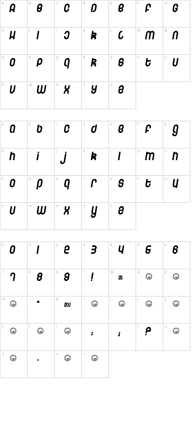 Schmotto Plotto character map