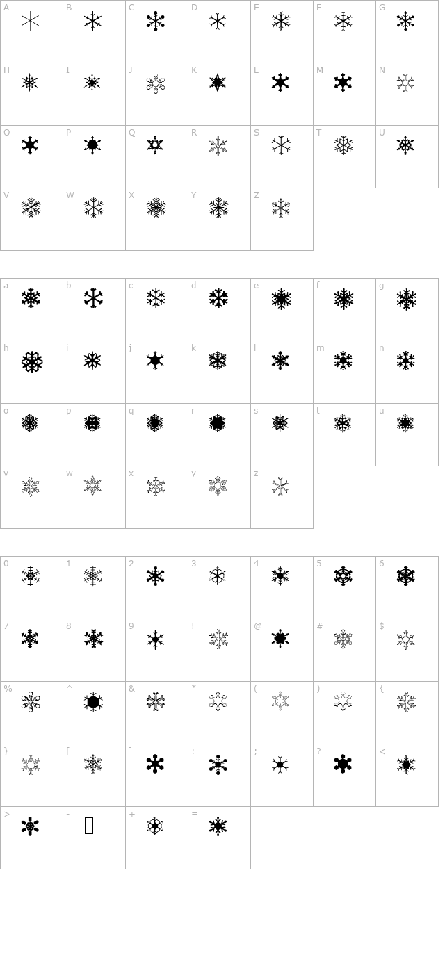 schneeflaken character map