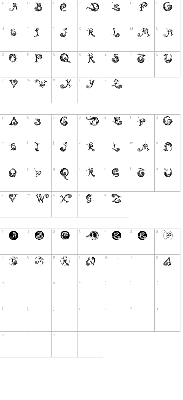 Schnoerkel Caps character map