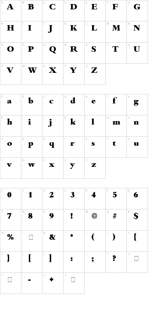 Schole Display SSi character map