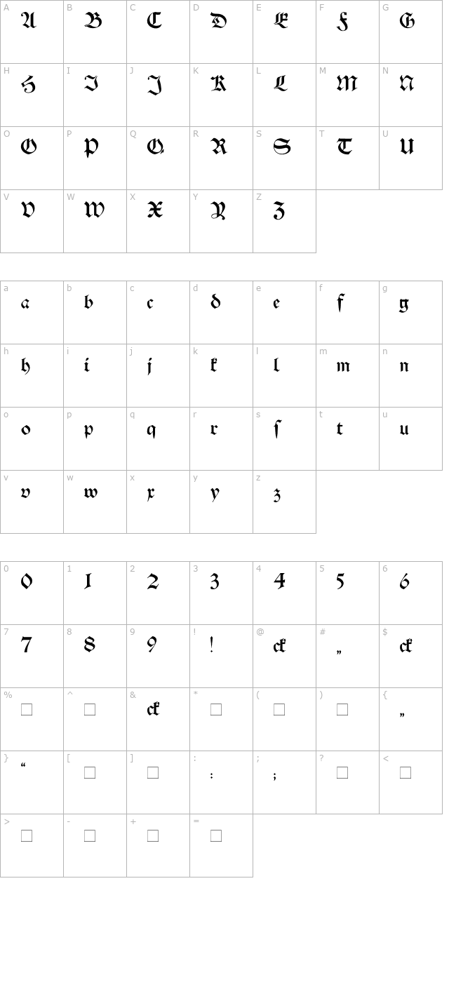 Schwaben Alt Bold character map