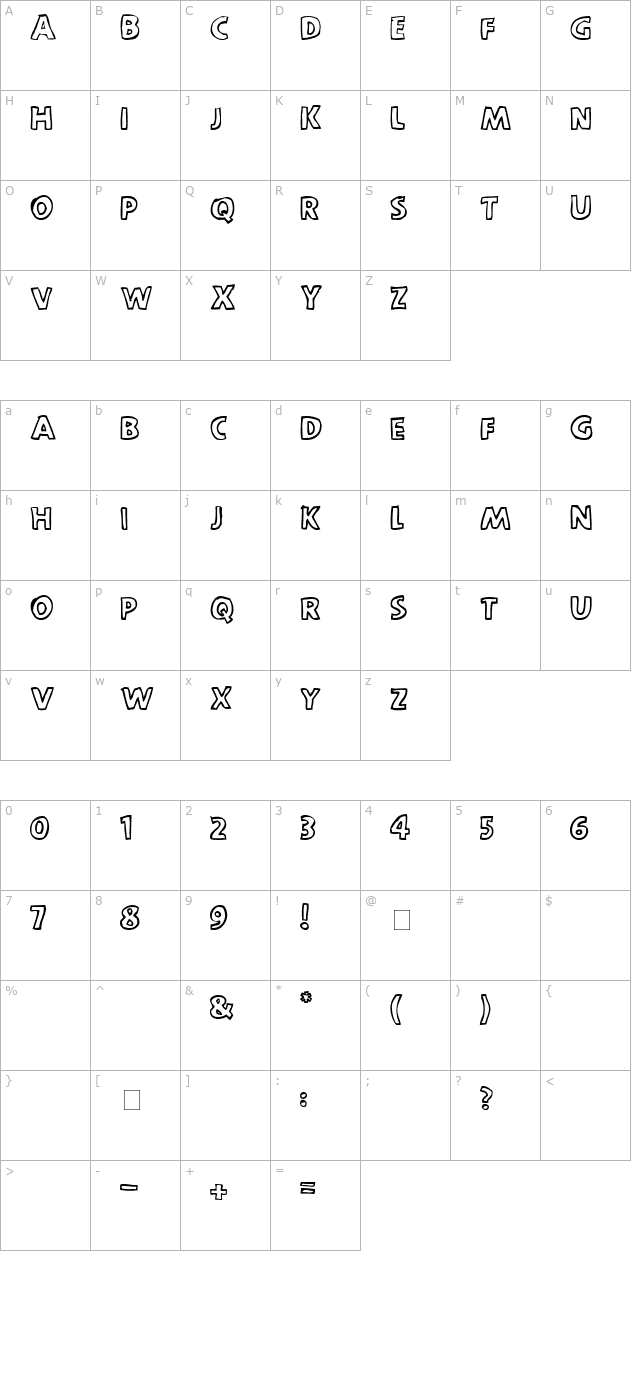 Scootch Over Sans character map