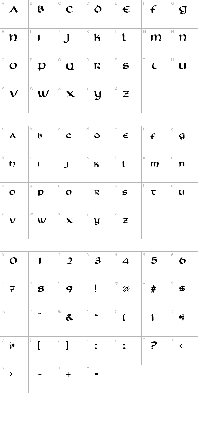 ScotfordUncial-Normal character map