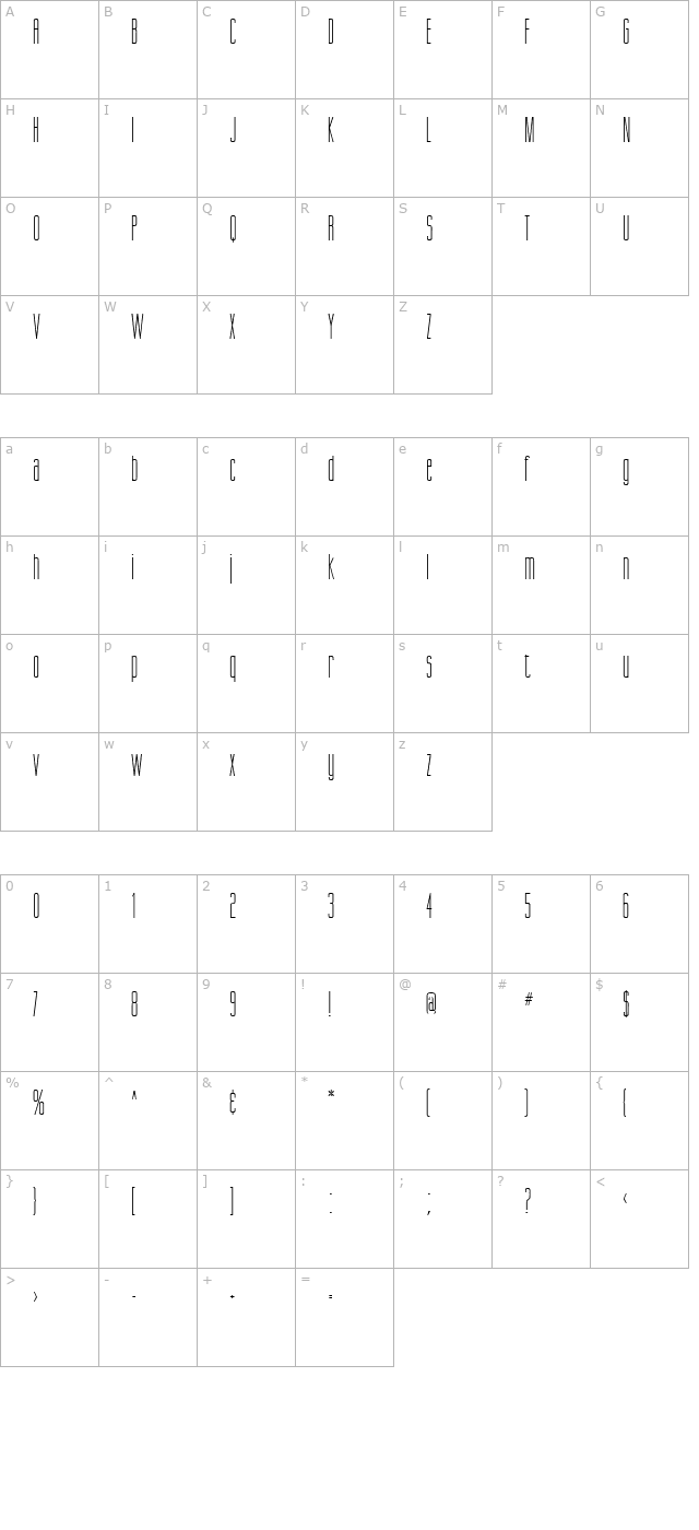 Scottsdale-Regular character map