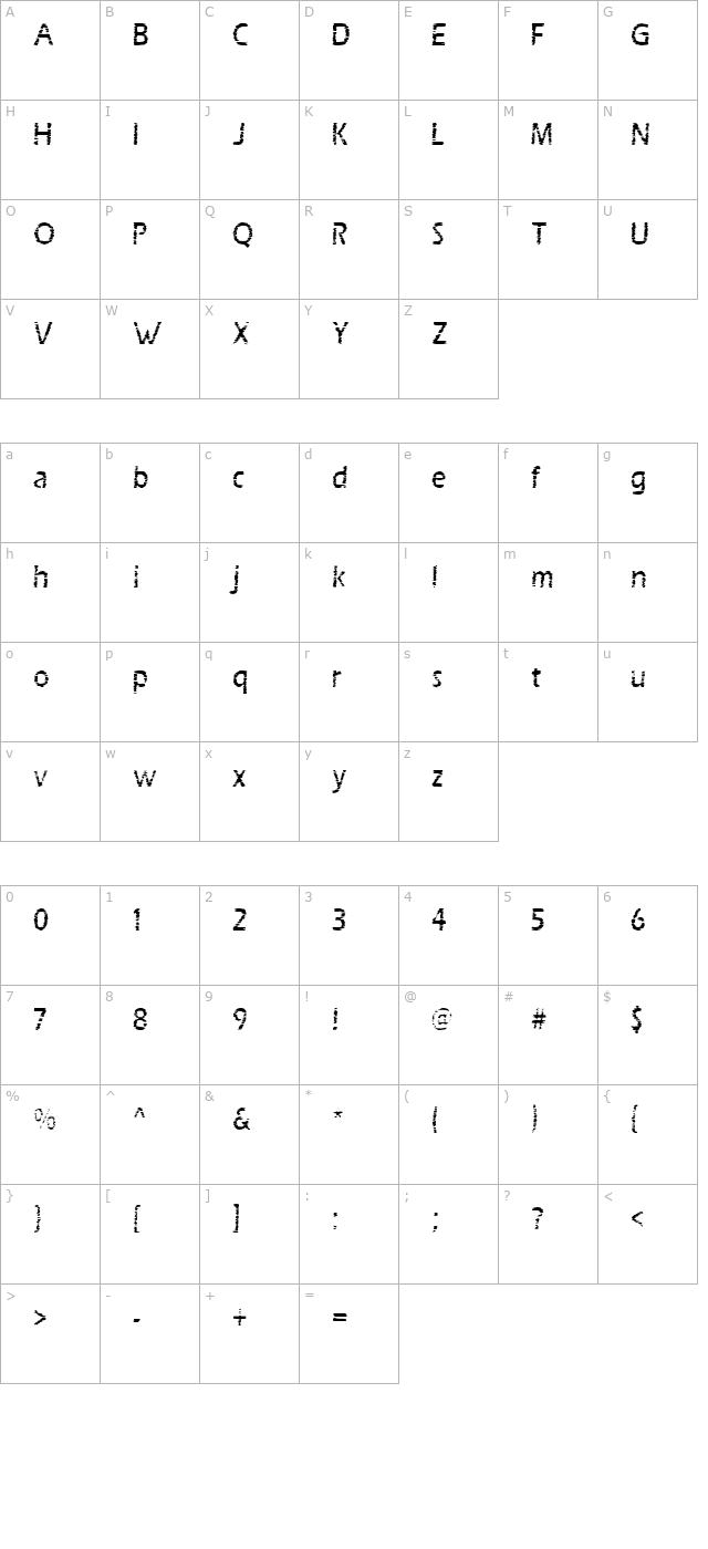 scratch-board character map