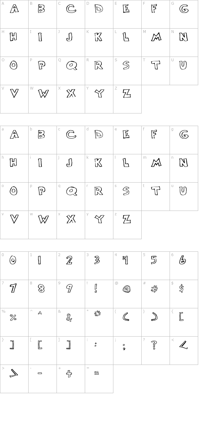 Scrawllege character map