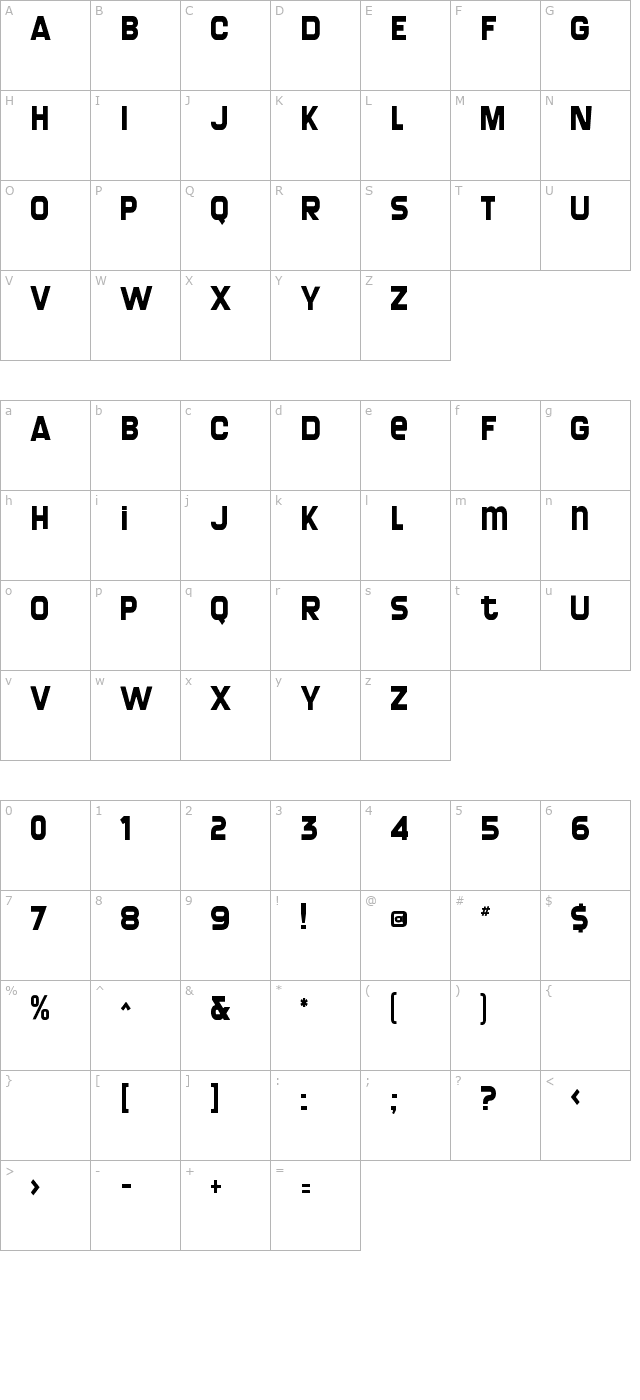 Screengem character map