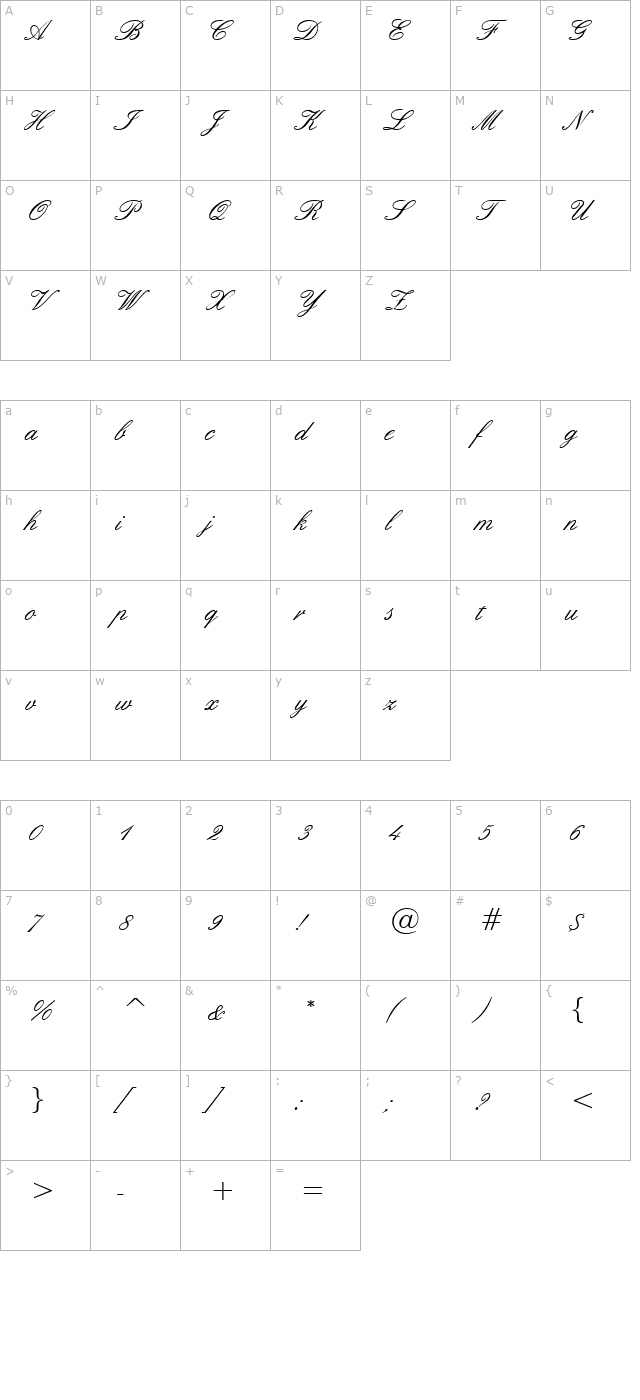 script-33-normal character map