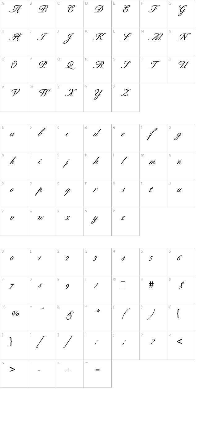 Script-B690-Bold character map