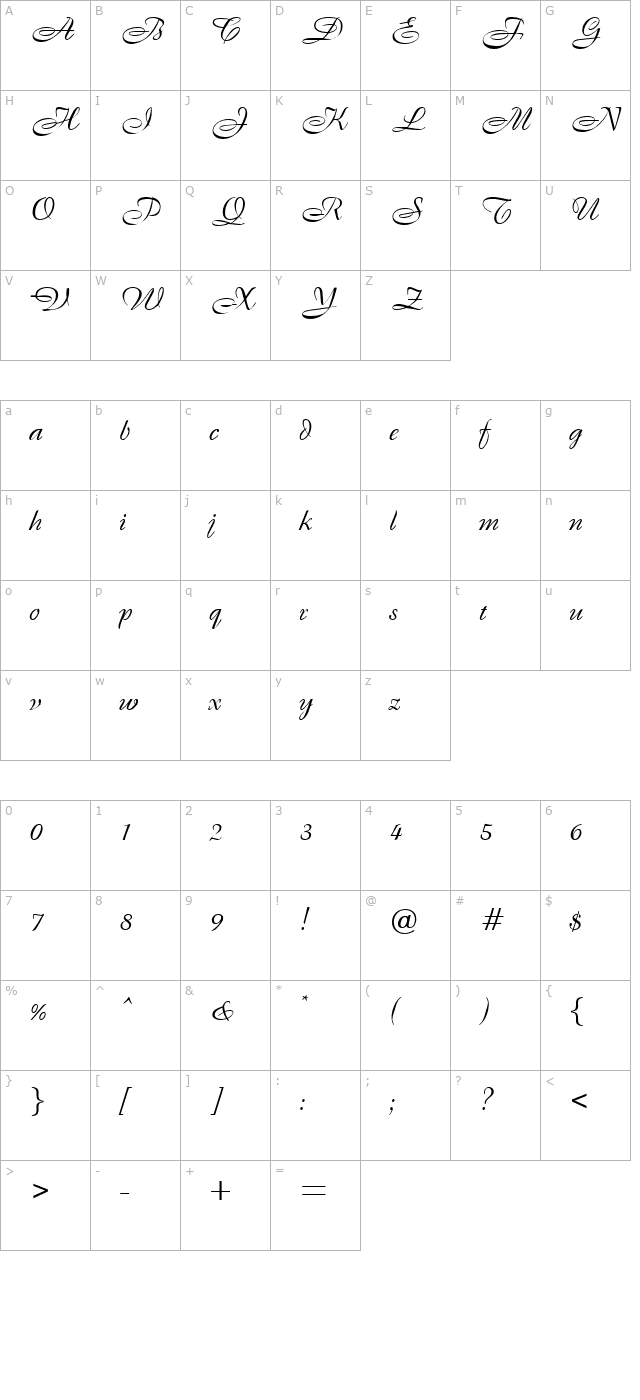 Script-B820-Regular character map