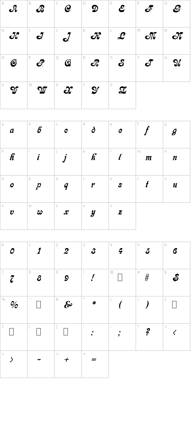 script-c650-regular character map