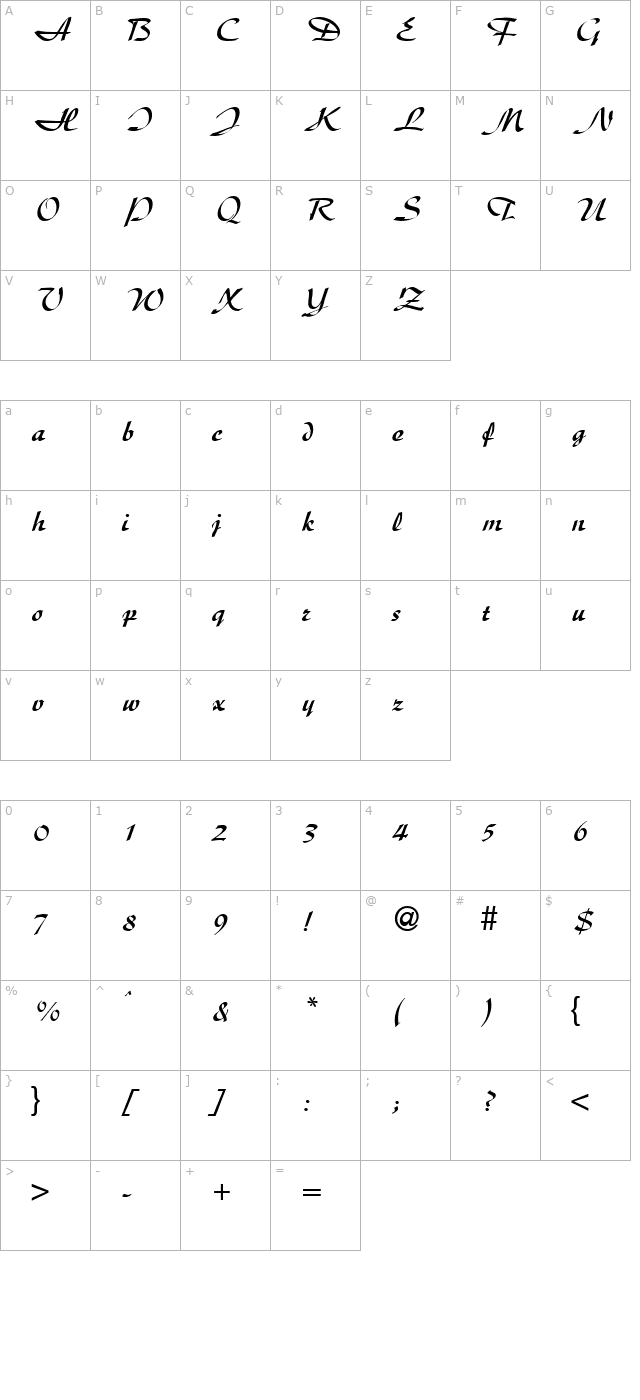 script-d730-regular character map