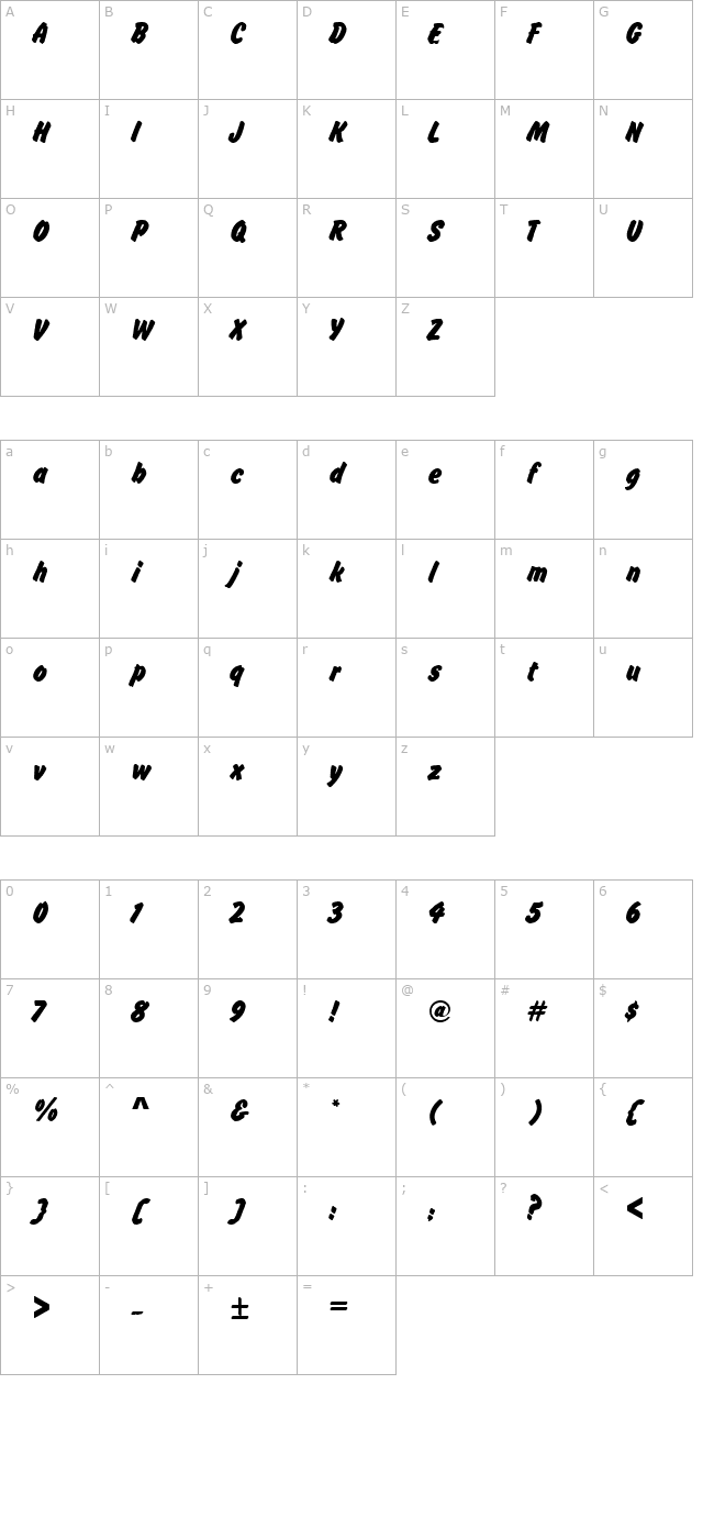 Script-F760-Bold character map