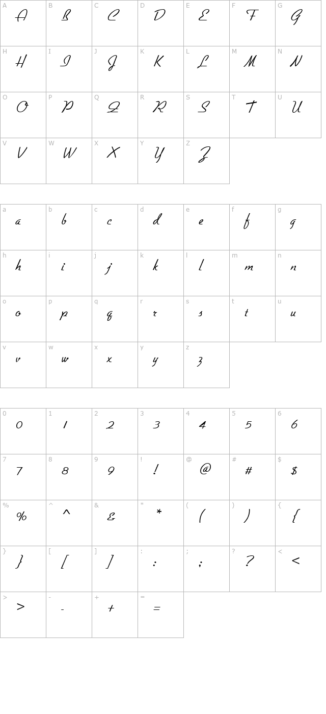 script-g730-regular character map