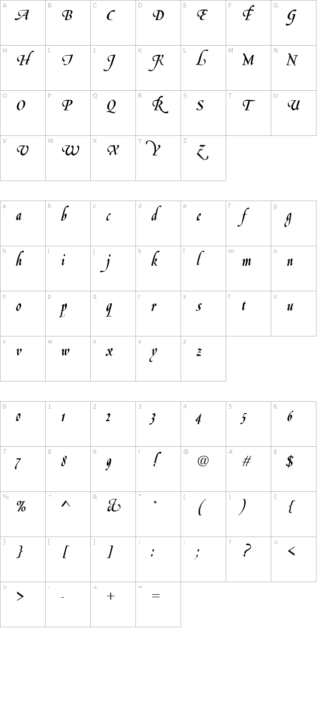 Script-G820-Regular character map