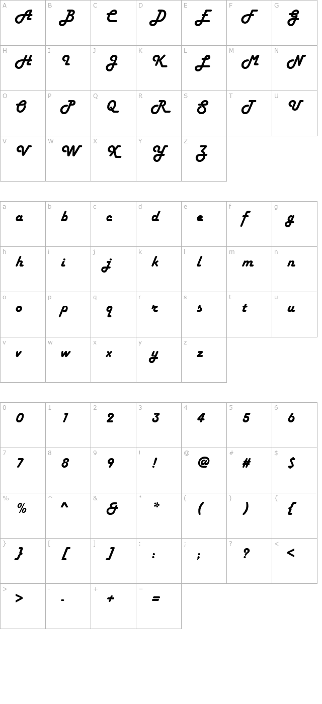 Script-H651-Regular character map