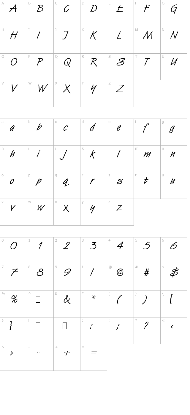 Script-H850-Regular character map