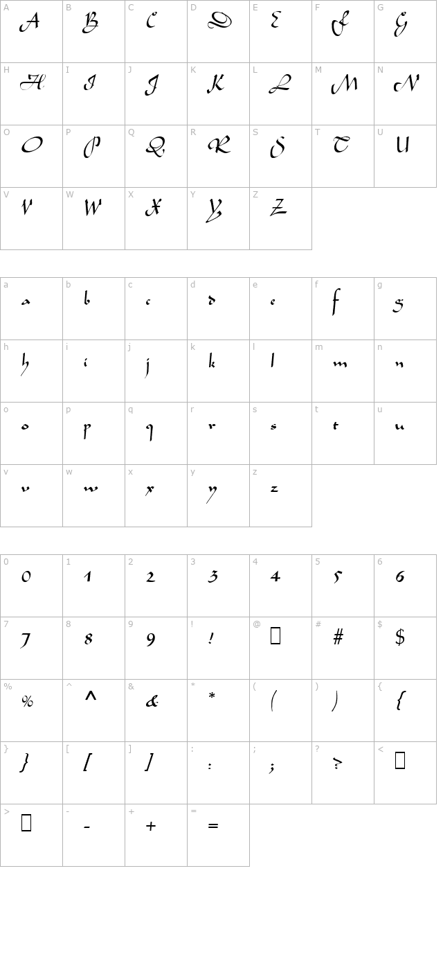 script-l690-regular character map