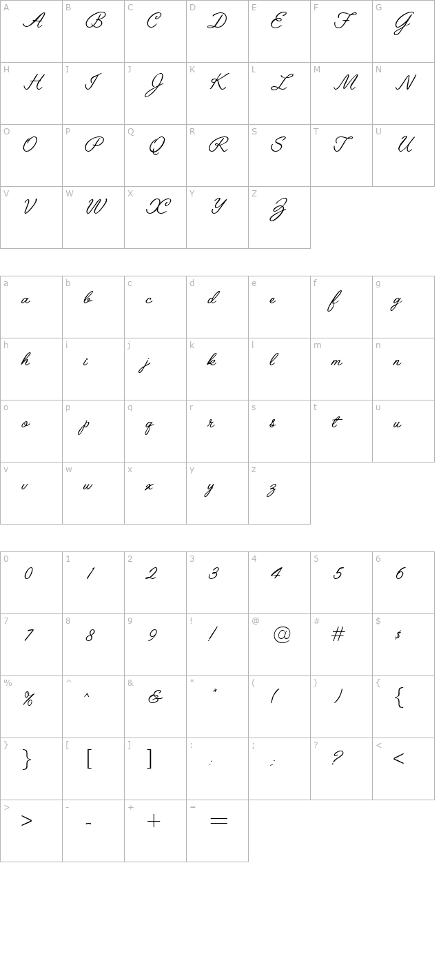 Script-L691-Regular character map