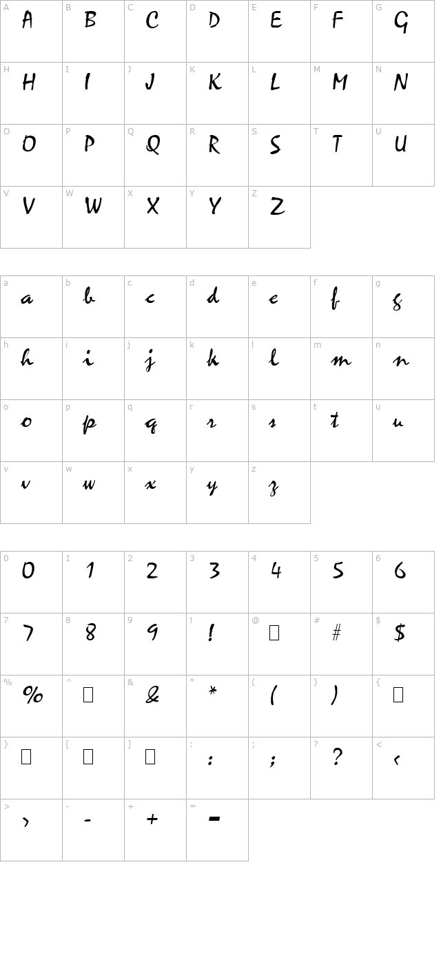 Script-M730-Regular character map