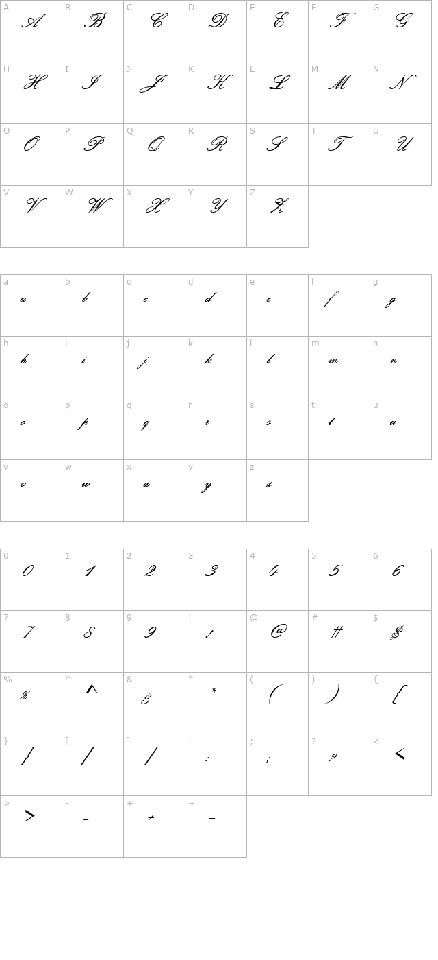 Script-P652-Regular character map