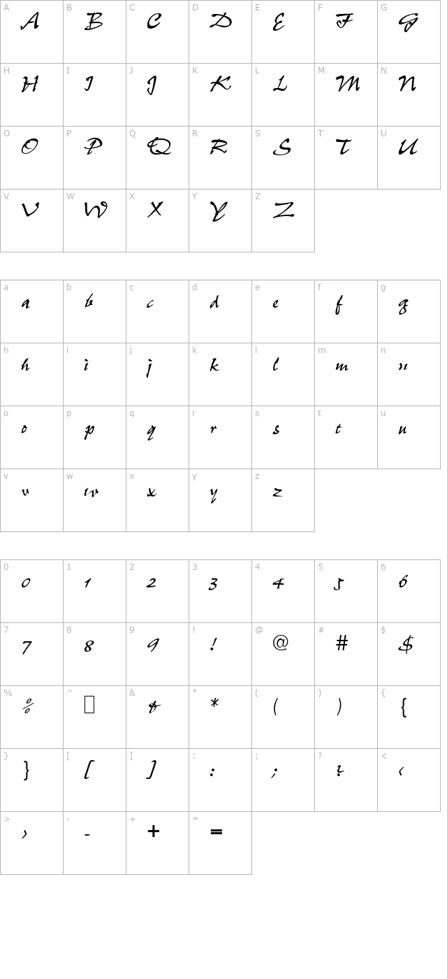 script-p690-regular character map