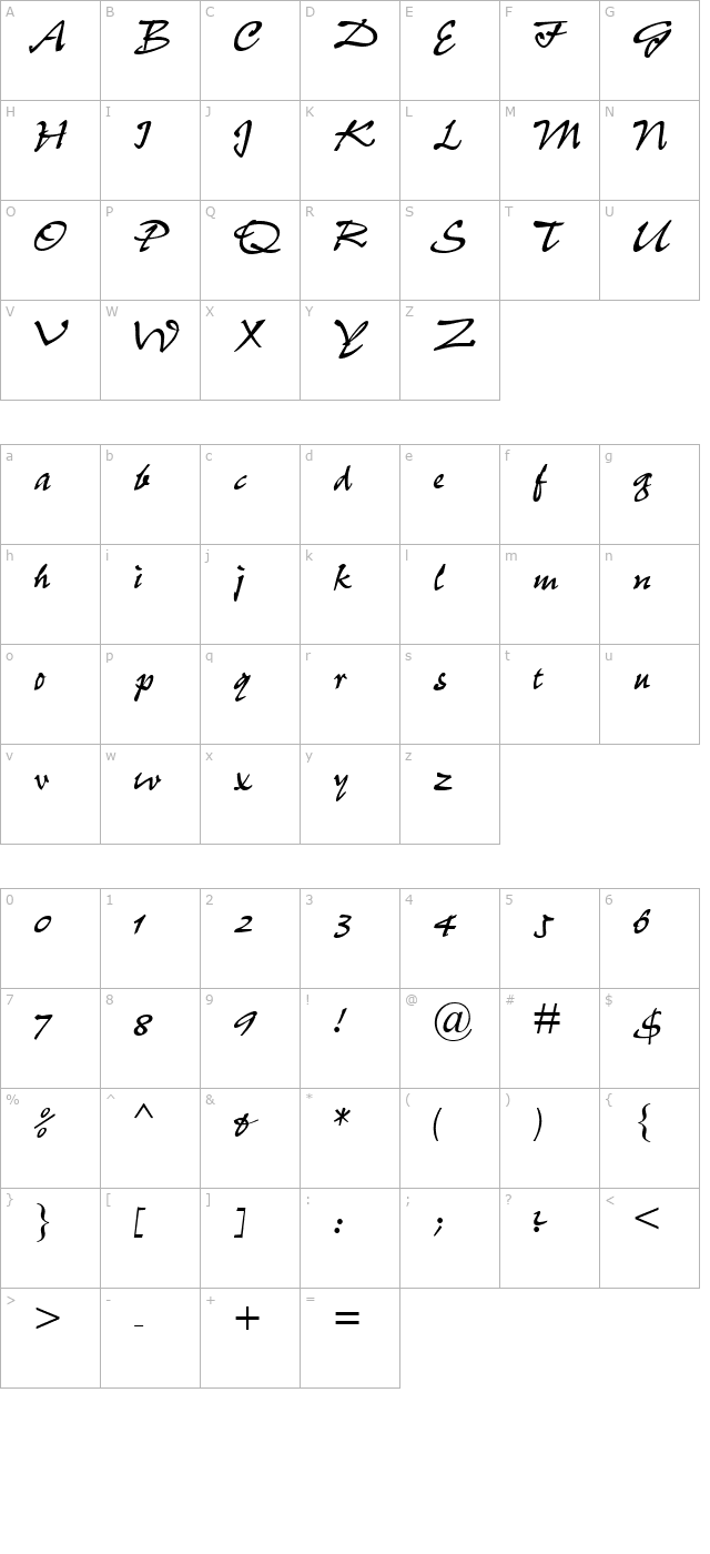 script-p700-regular character map