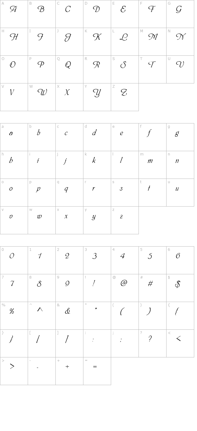 Script-P720-Regular character map