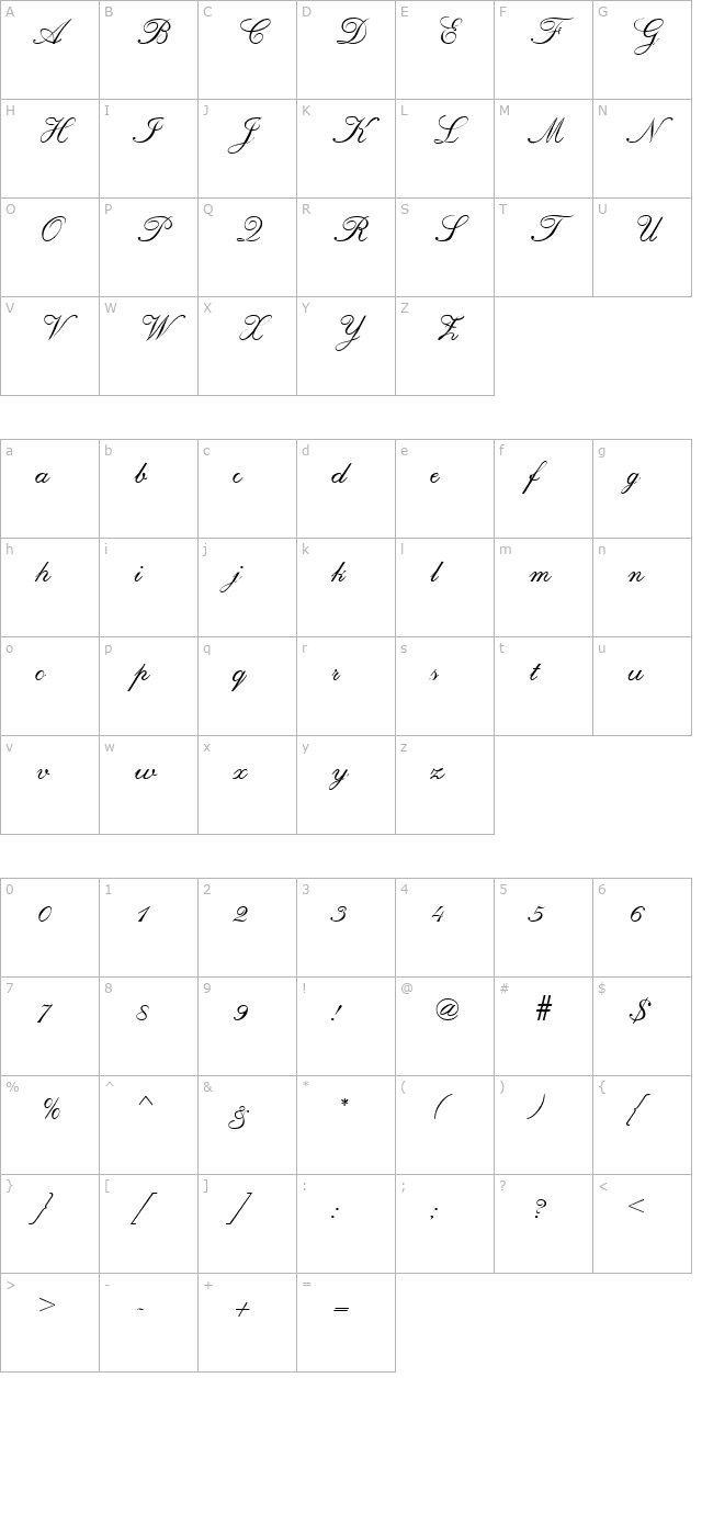 Script-R690-Regular character map