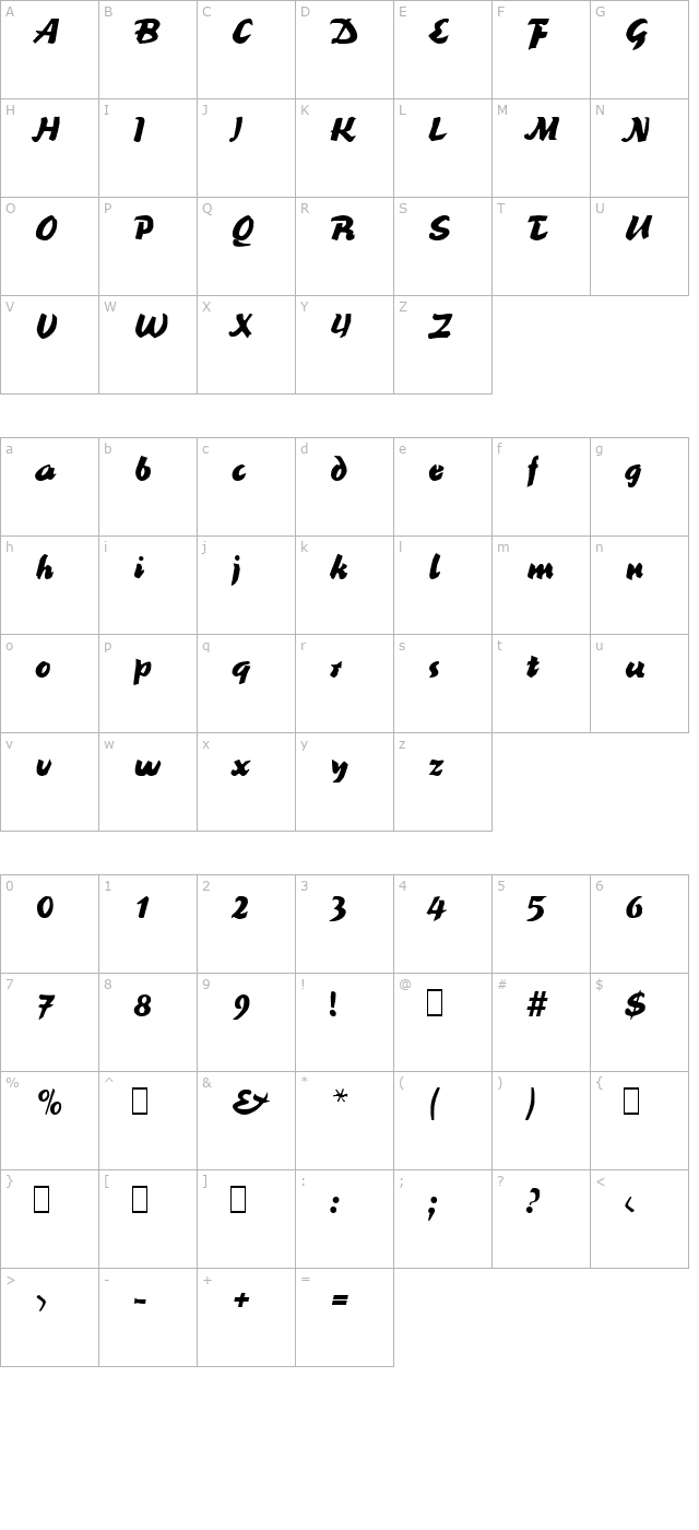 script-r691-bold character map