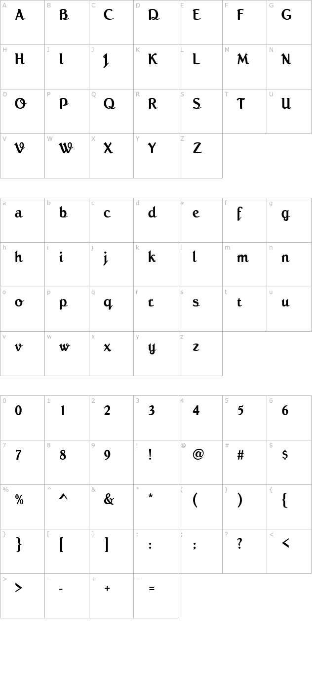 script-r790-regular character map
