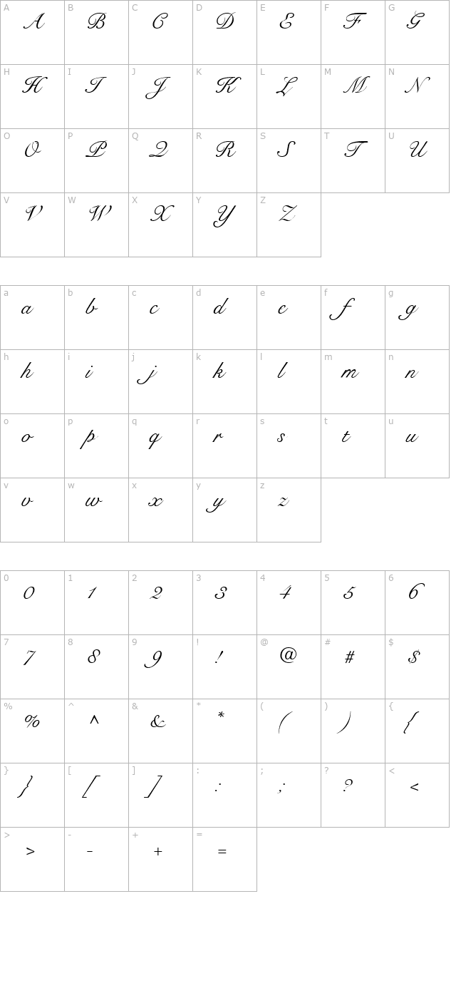 script-r791-regular character map