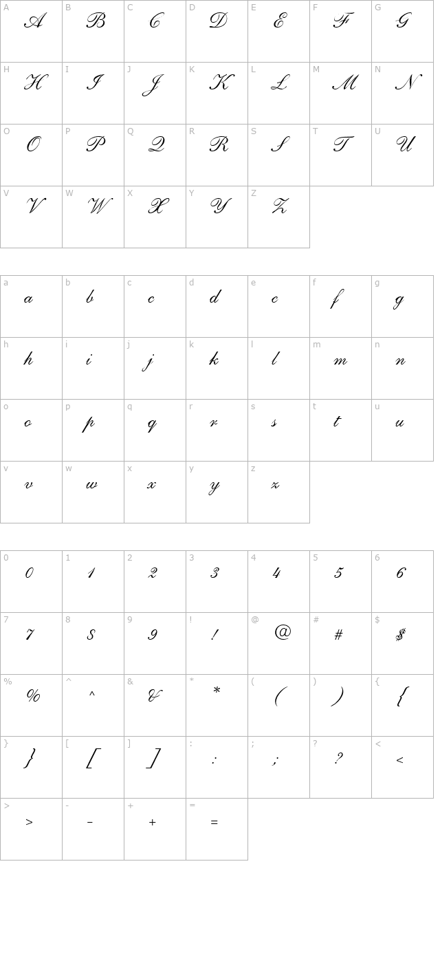 Script-S721-One-Regular character map