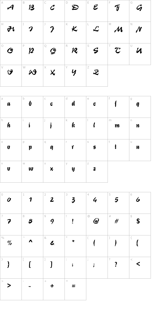 Script-S840-Regular character map