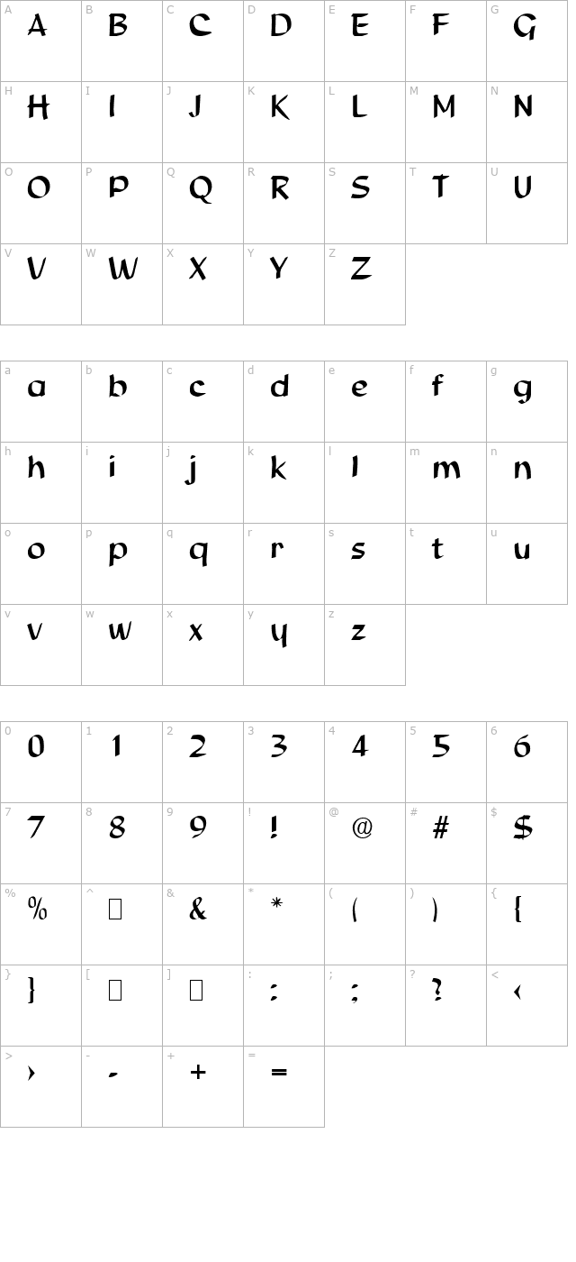 Script-S850-Regular character map