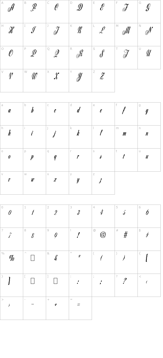 Script-Z650-Regular character map