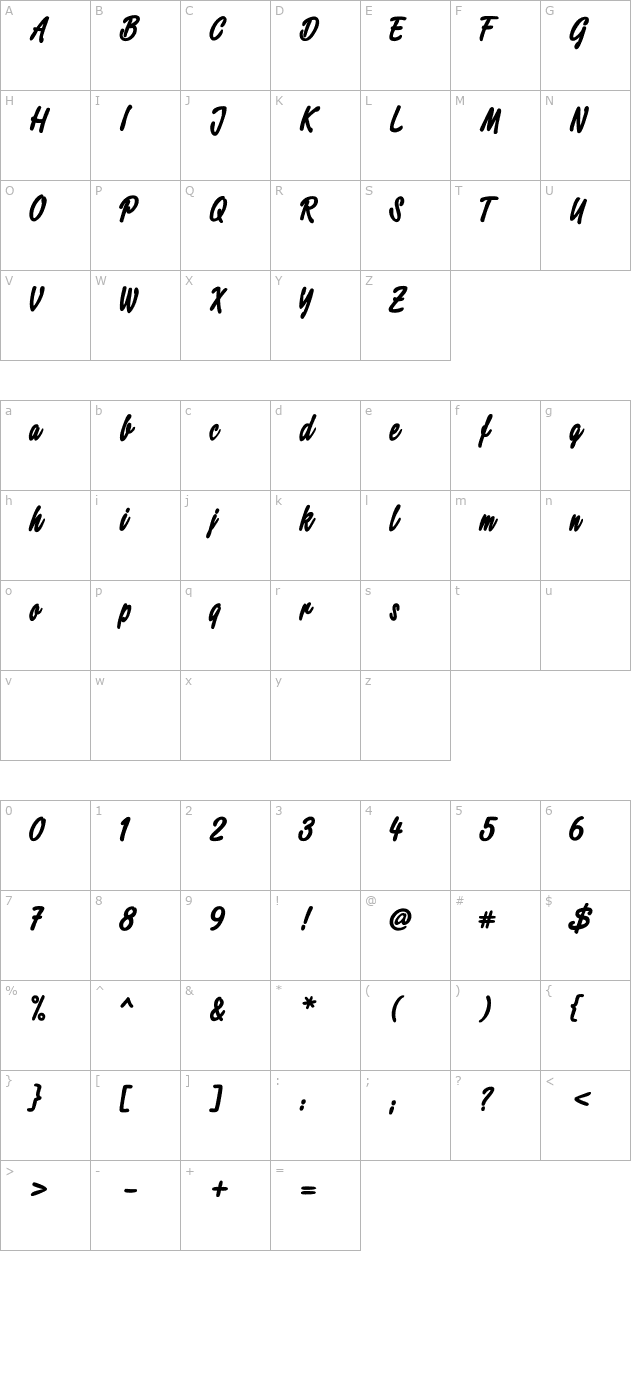 Script2 ExtraBold character map