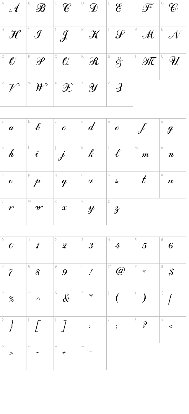 scriptcyr-regular character map