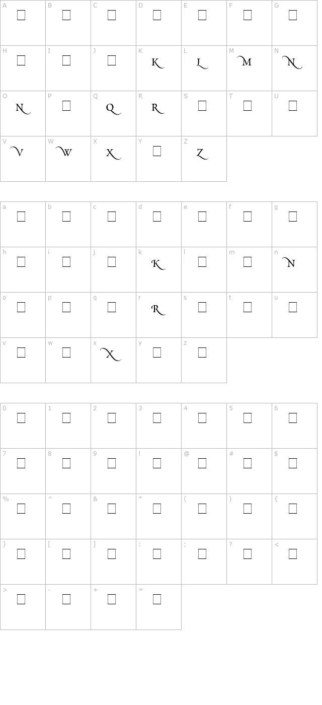 Scriptoria Small Caps SSi character map