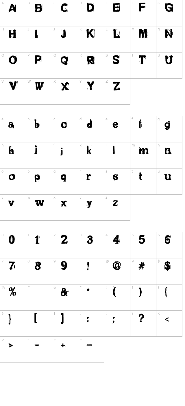 SCRITTOPOLITTOFREAKO character map